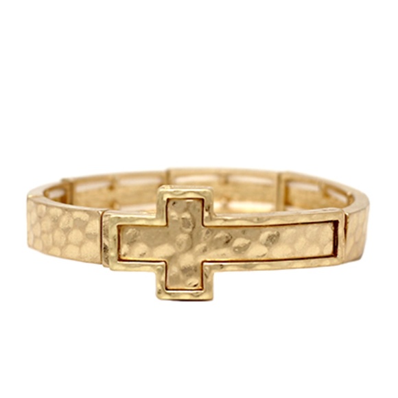 Cast Cross Textured Metal Bracelet - Picture 2 of 2
